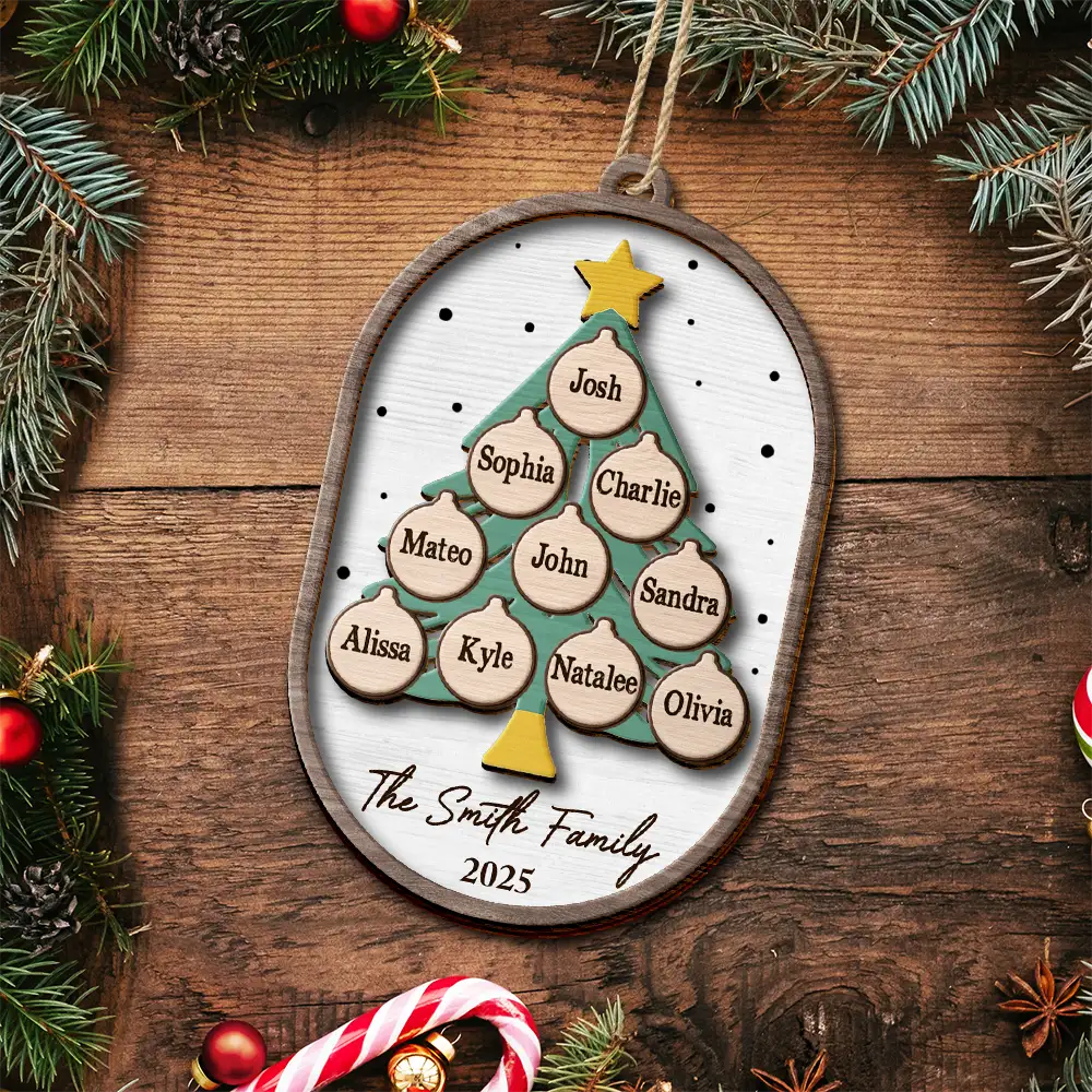 Family Tree Name - Personalized 2-Layered Wooden Ornament - Image 4