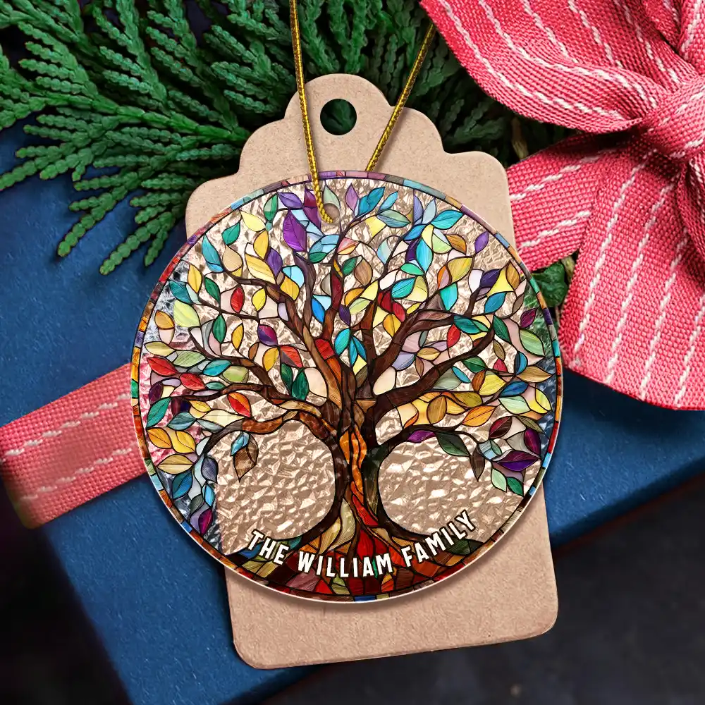 Family Tree Of Life - Personalized Stained Glass Ornament - Image 5