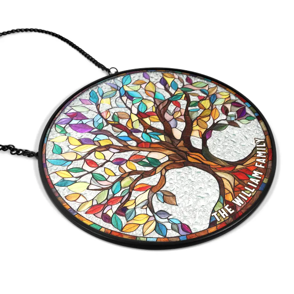 Family Tree Of Life - Personalized Stained Glass Window Hanging Suncatcher - Image 2
