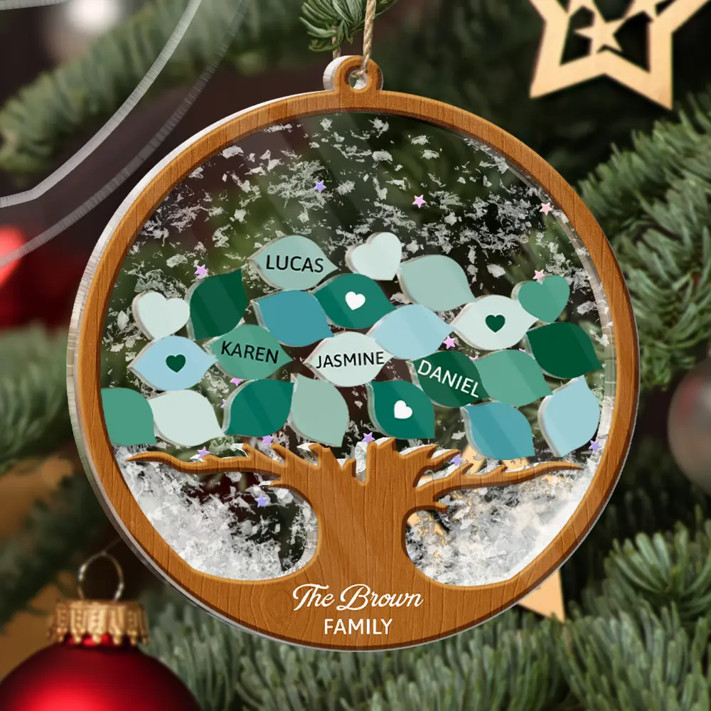 Family Tree - Personalized 3-Layered Acrylic Shaker Ornament - Image 3