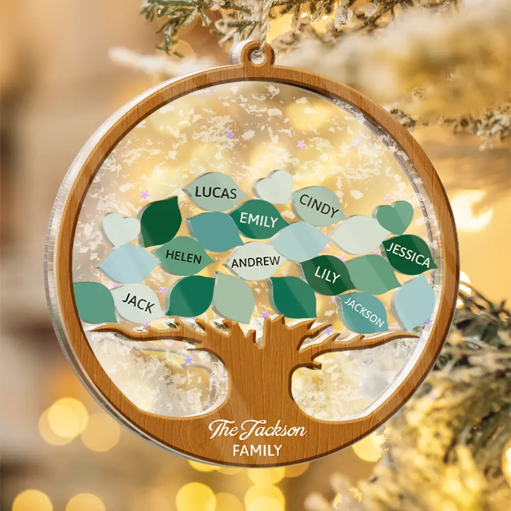 Family Tree - Personalized 3-Layered Acrylic Shaker Ornament - Image 4