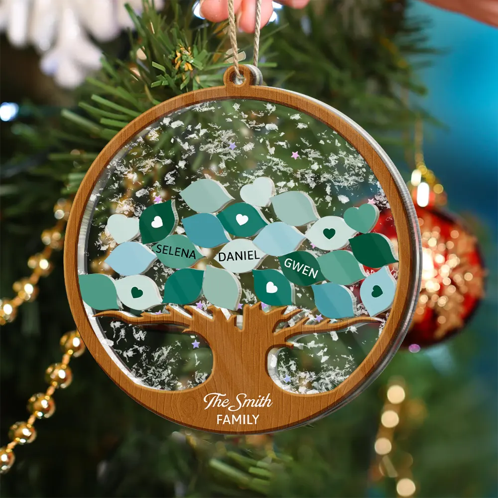 Family Tree - Personalized 3-Layered Acrylic Shaker Ornament - Image 5