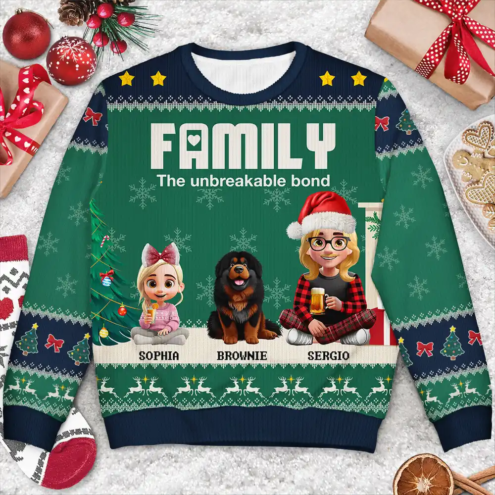Family Unbreakable Bond - Personalized Unisex Ugly Sweater - Image 3