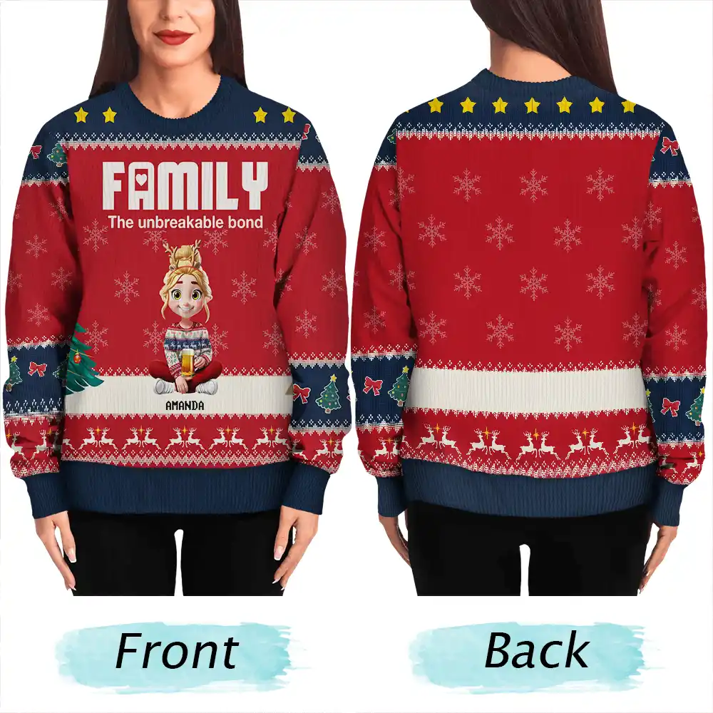 Family Unbreakable Bond - Personalized Unisex Ugly Sweater - Image 5