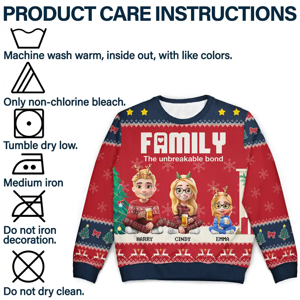 Family Unbreakable Bond - Personalized Unisex Ugly Sweater - Image 7
