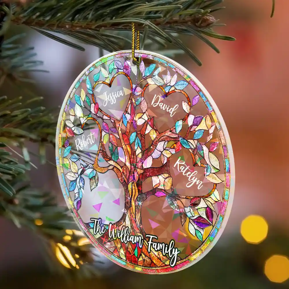 Family Unbreakable Bond Tree Of Life - Personalized Holographic Acrylic Ornament - Image 2