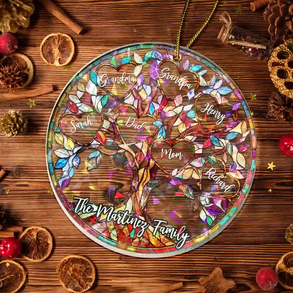 Family Unbreakable Bond Tree Of Life - Personalized Holographic Acrylic Ornament - Image 5