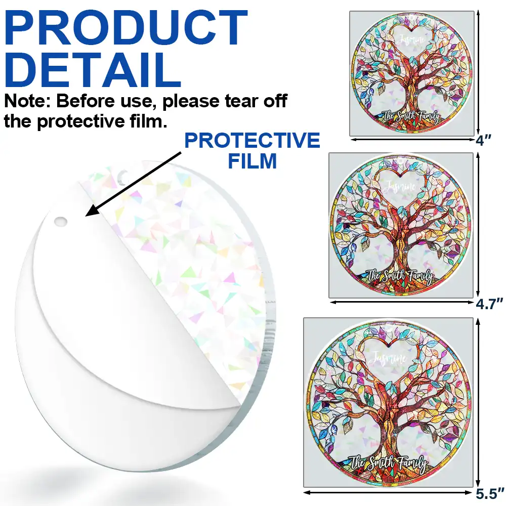 Family Unbreakable Bond Tree Of Life - Personalized Holographic Acrylic Ornament - Image 6