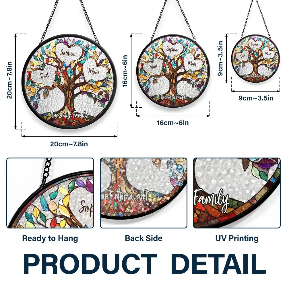 Family Unbreakable Bond Tree Of Life - Personalized Stained Glass Window Hanging Suncatcher - Image 3