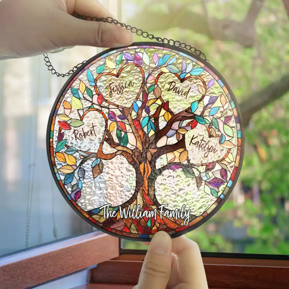 Family Unbreakable Bond Tree Of Life - Personalized Stained Glass Window Hanging Suncatcher - Image 4