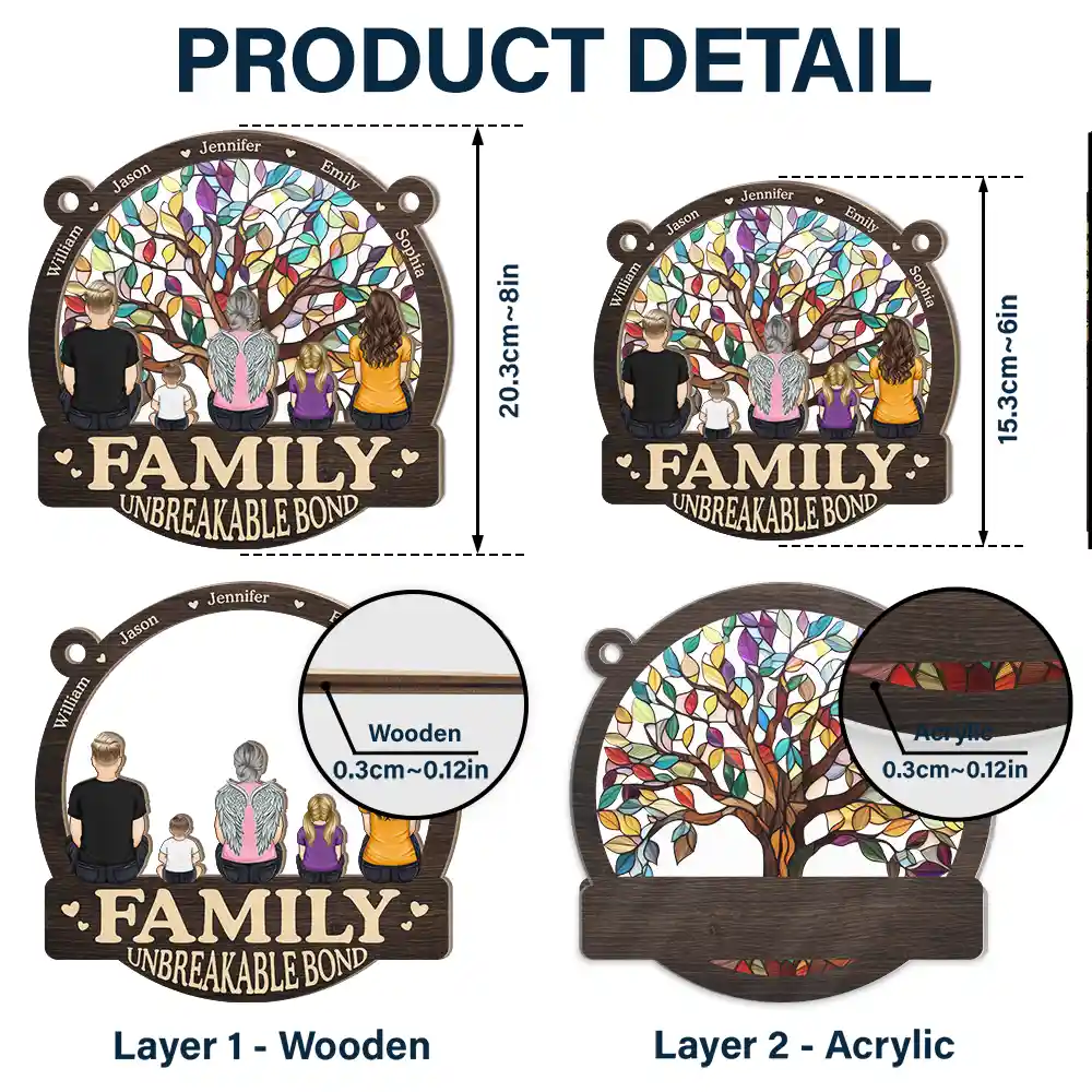 Family Unbreakable Bond Tree Of Life - Personalized Window Hanging Suncatcher Ornament - Image 5