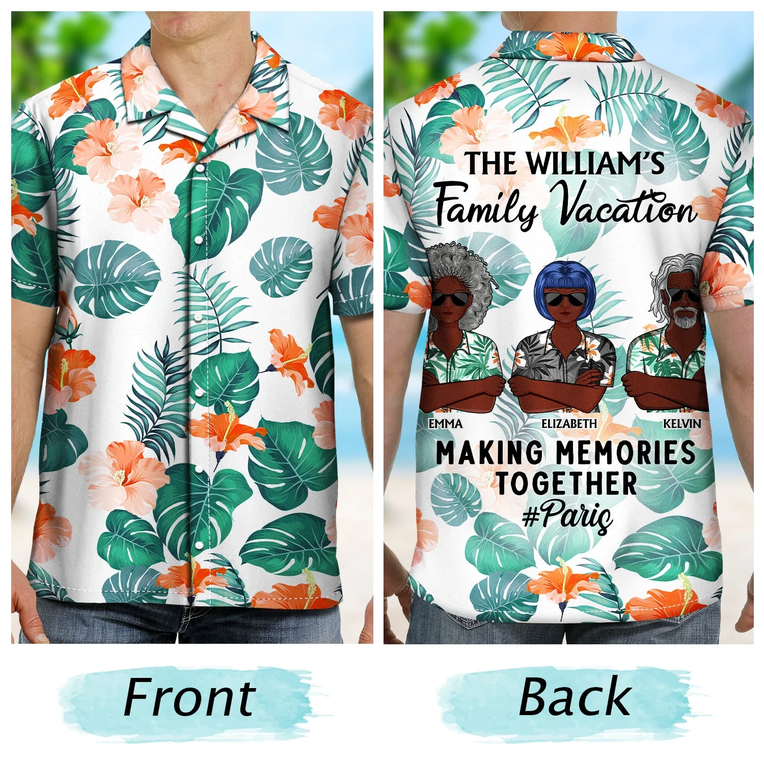 Family Vacation Making Memories Together Traveling Beach - Funny, Holiday Gift For Husband, Wife, Couples - Personalized Hawaiian Shirt - Image 3
