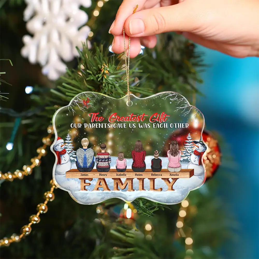 Family Where Begins And Love Never Ends - Memorial Gift - Christmas Gift - Personalized Custom Medallion Acrylic Ornament - Image 4