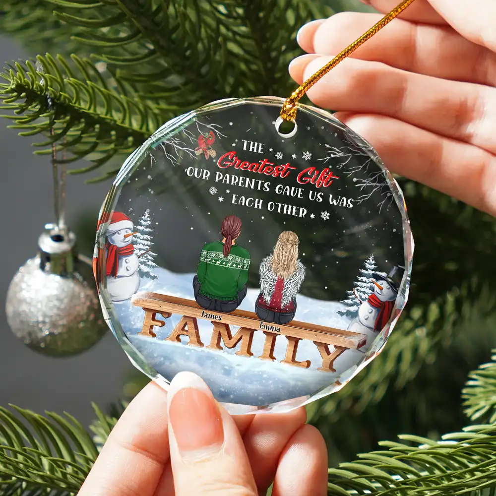 Family Where Begins And Love Never Ends Memorial - Personalized Circle Glass Ornament - Image 2