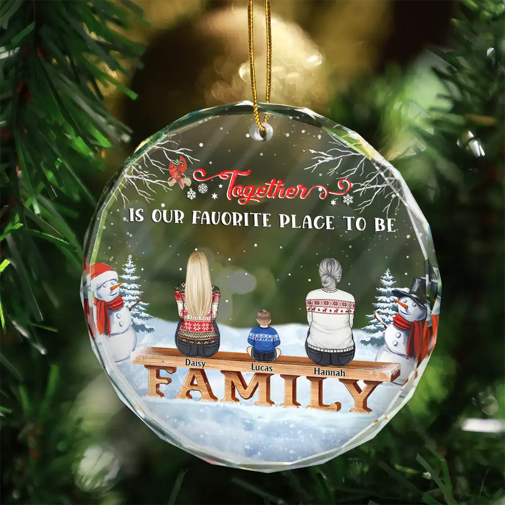 Family Where Begins And Love Never Ends Memorial - Personalized Circle Glass Ornament - Image 3