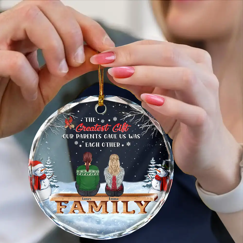 Family Where Begins And Love Never Ends Memorial - Personalized Circle Glass Ornament - Image 4