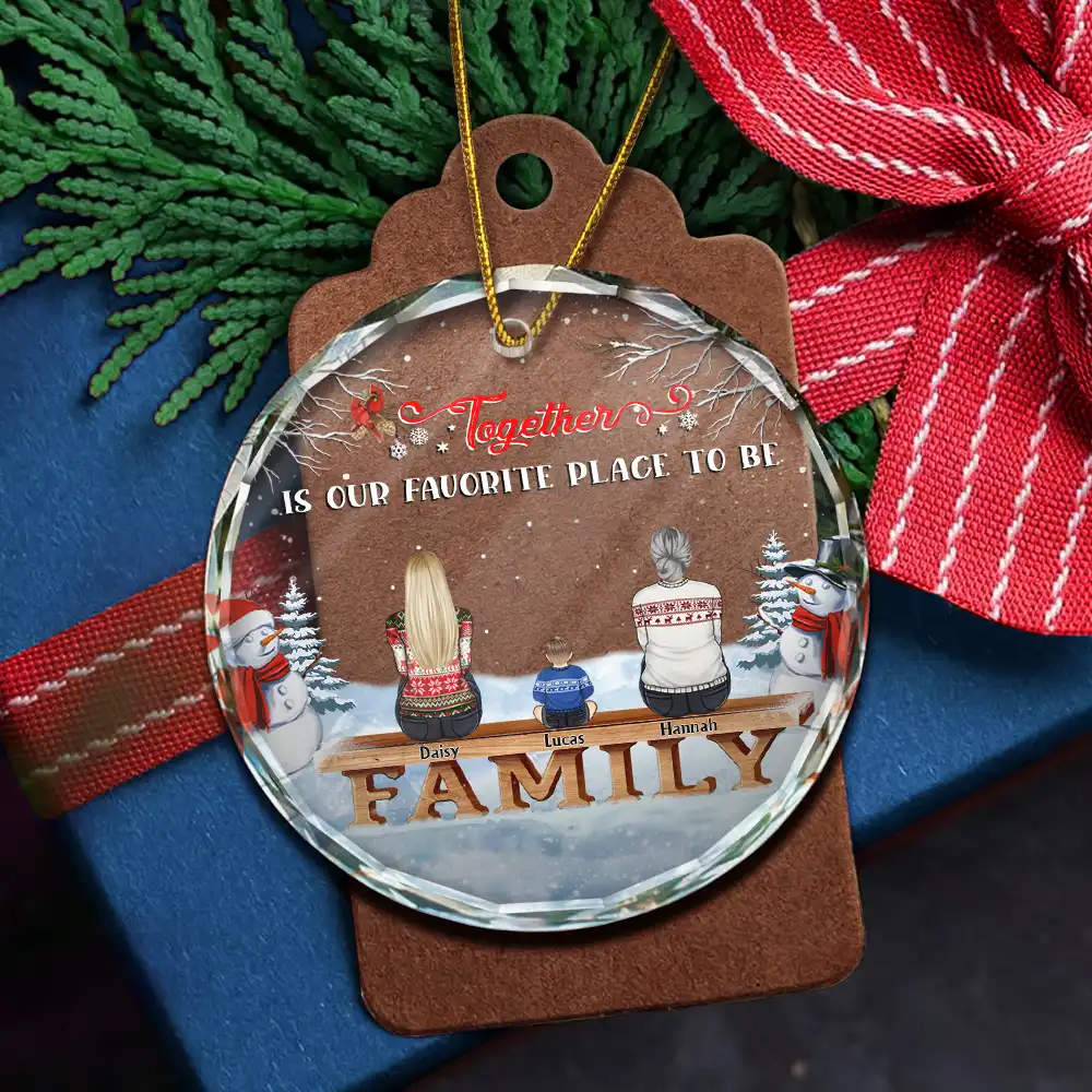 Family Where Begins And Love Never Ends Memorial - Personalized Circle Glass Ornament - Image 5