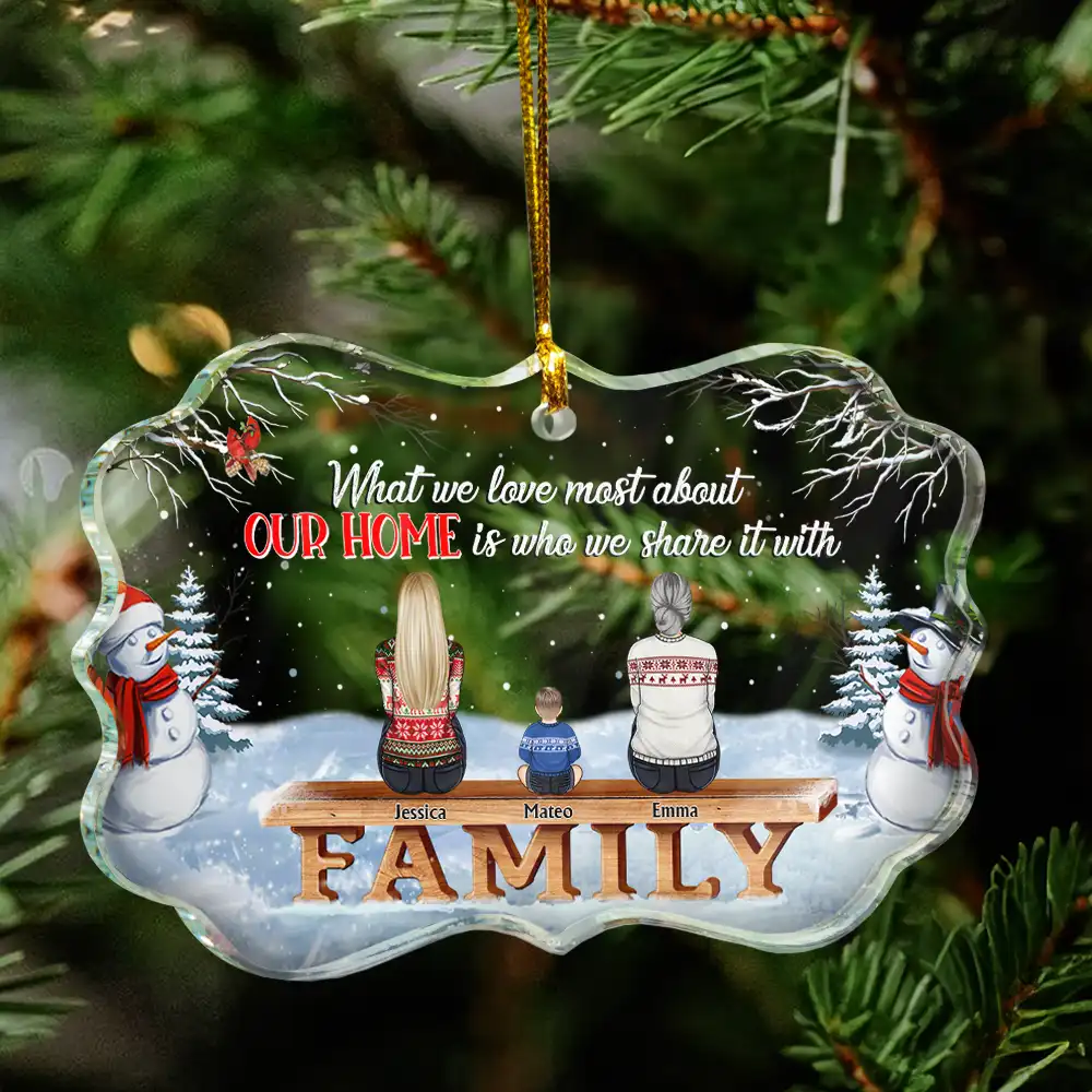 Family Where Begins And Love Never Ends Memorial - Personalized Medallion Glass Ornament - Image 4