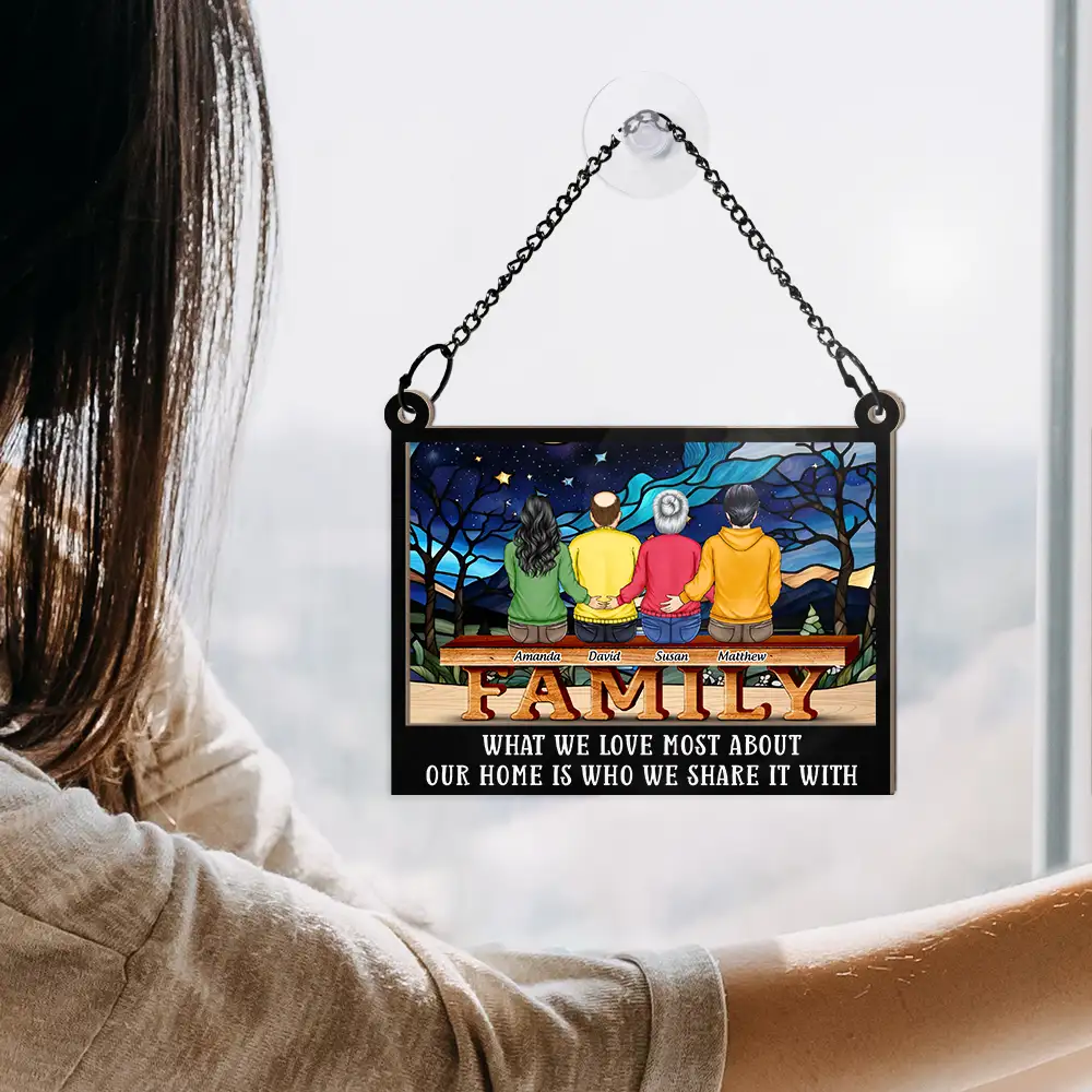 Family Where Begins The Love Never End - Personalized Window Hanging Suncatcher Ornament - Image 4