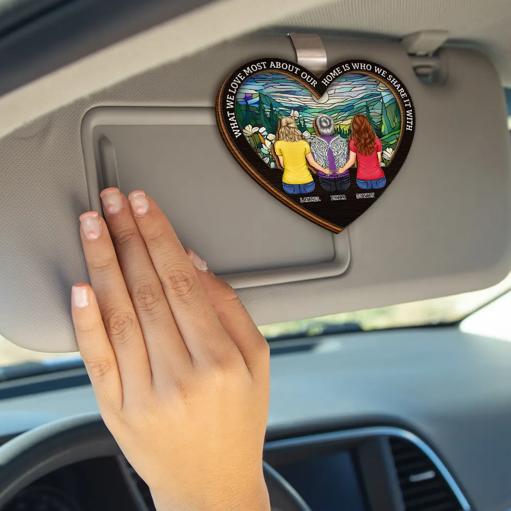 Family Where Life Begins And Love Never Ends - Personalized Custom Shaped Car Visor Clip - Image 4