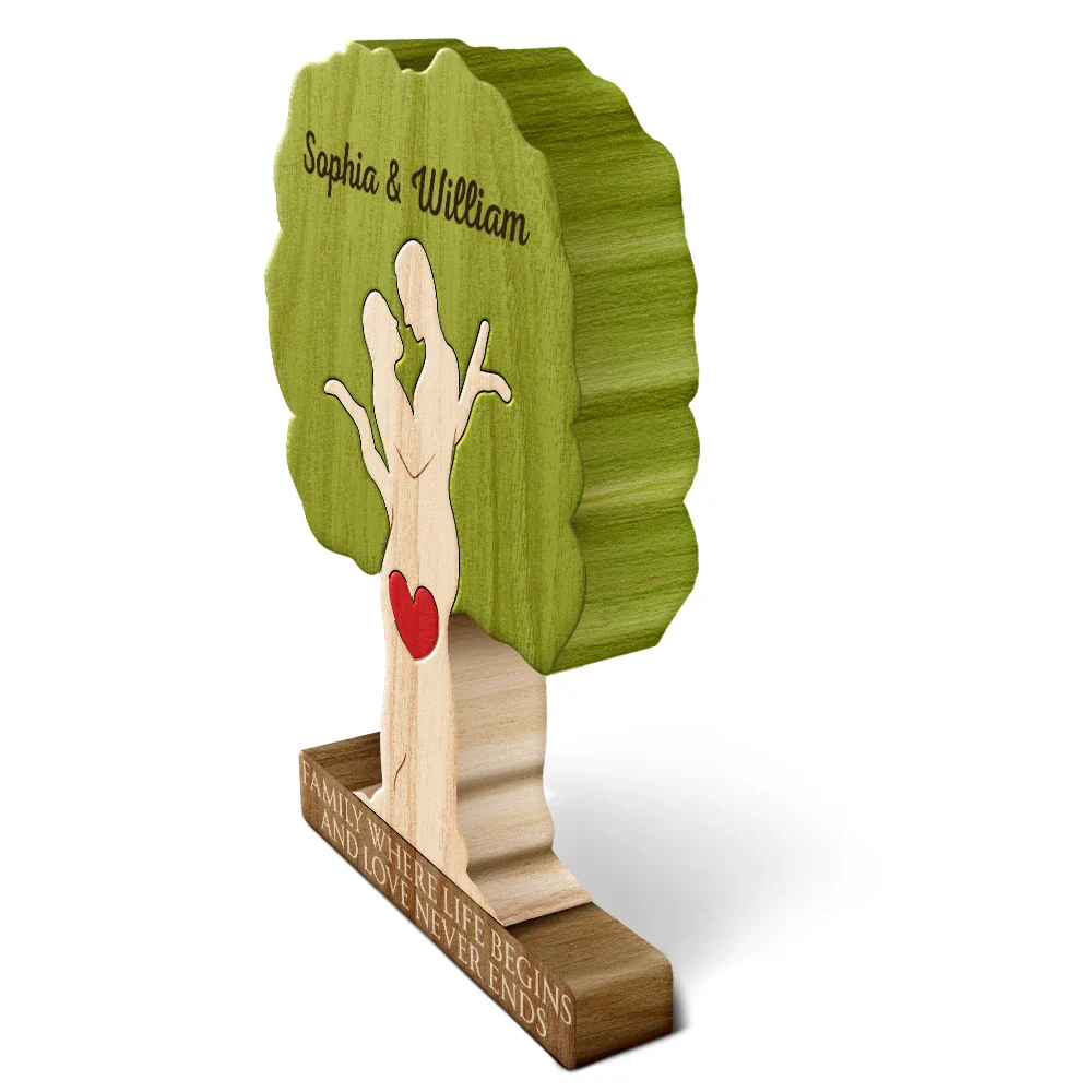 Family Where Life Begins And Love Never Ends - Personalized Custom Shaped Wooden Puzzle - Image 2