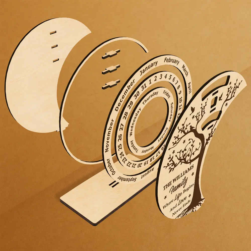 Family Where Life Begins - Personalized Spinning Perpetual Desk Calendar - Image 2