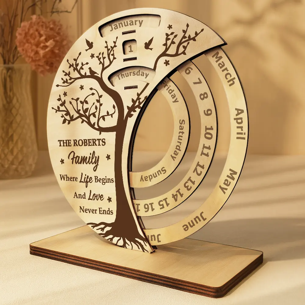 Family Where Life Begins - Personalized Spinning Perpetual Desk Calendar - Image 3