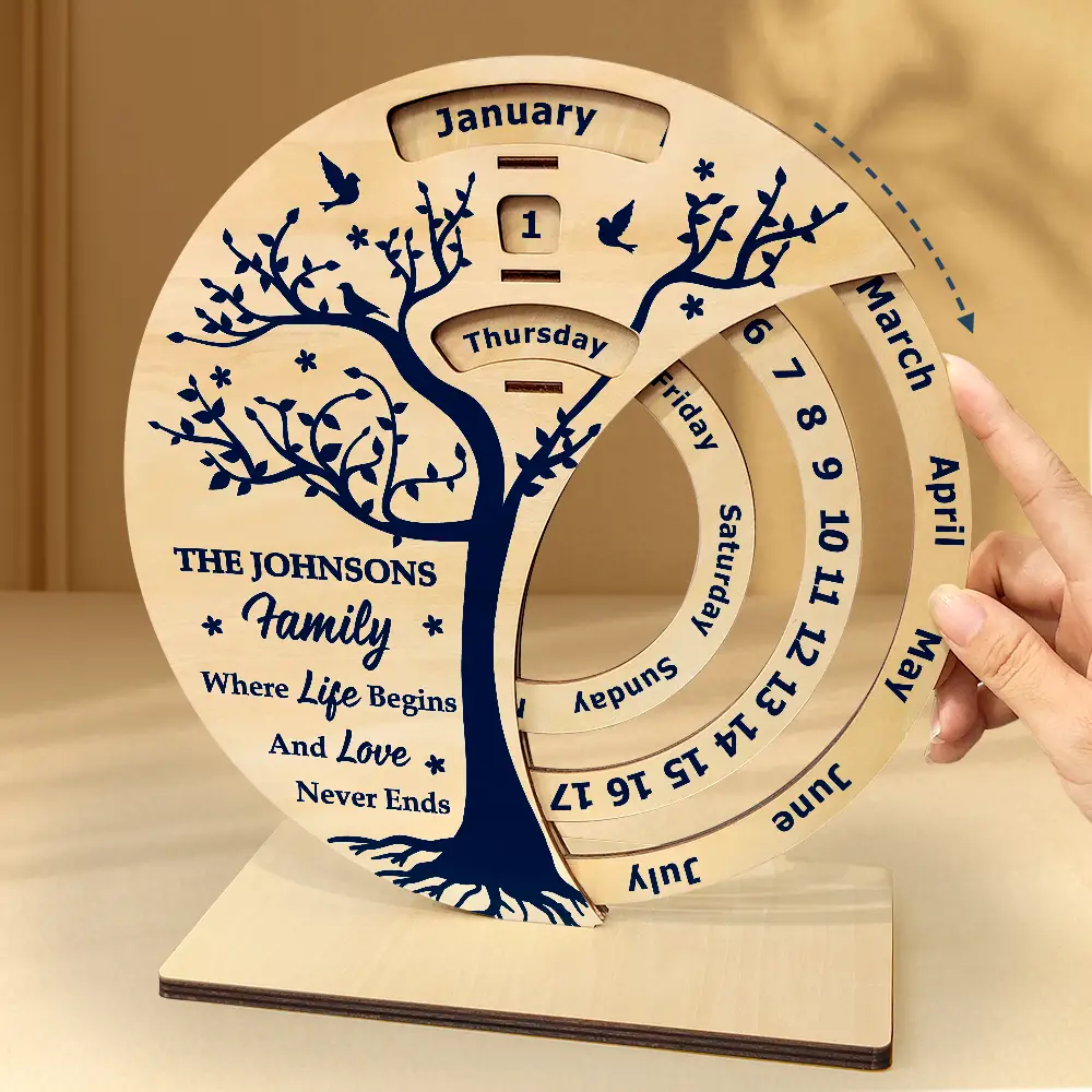 Family Where Life Begins - Personalized Spinning Perpetual Desk Calendar - Image 4