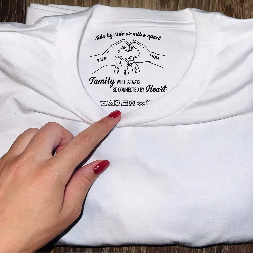 Family Will Always Be Connected By Heart - Personalized T Shirt - Image 5