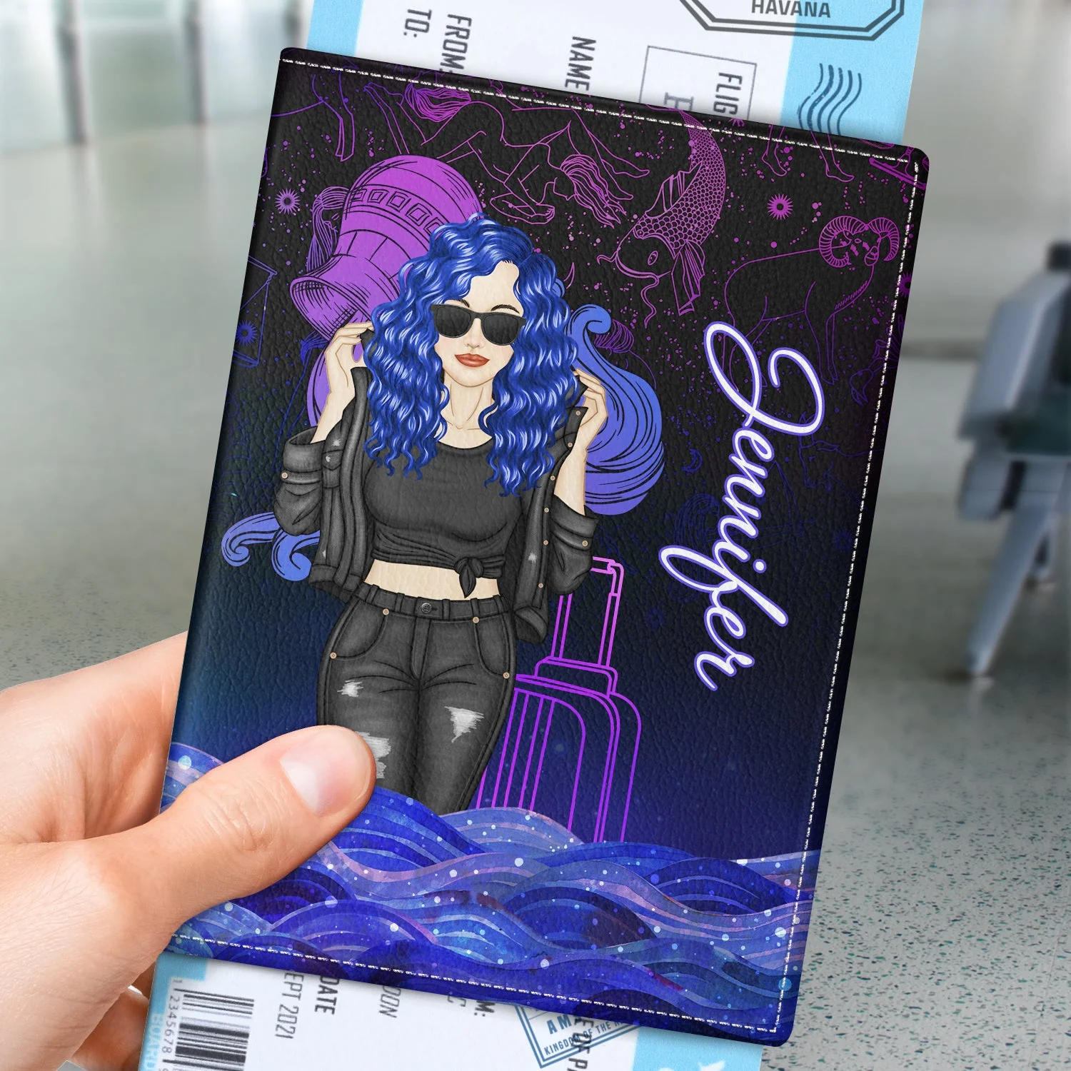 Fashion Zodiac Sign Girls My Horoscope Said To Travel - Personalized Custom Passport Cover, Passport Holder - Image 3