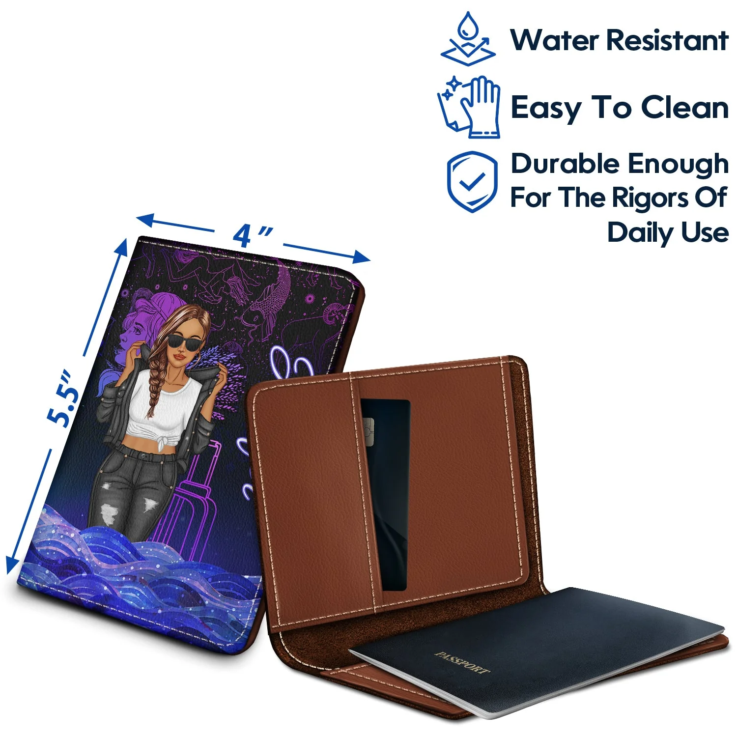 Fashion Zodiac Sign Girls My Horoscope Said To Travel - Personalized Custom Passport Cover, Passport Holder - Image 4