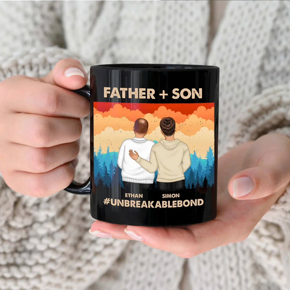 Father & Daughter Son Unbreakable Bond - Personalized Black Mug - Image 3