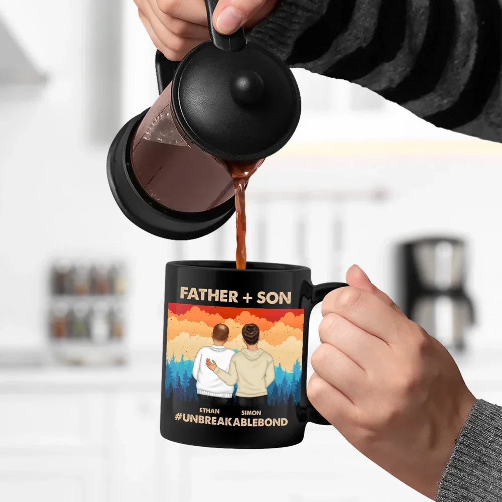 Father & Daughter Son Unbreakable Bond - Personalized Black Mug - Image 5