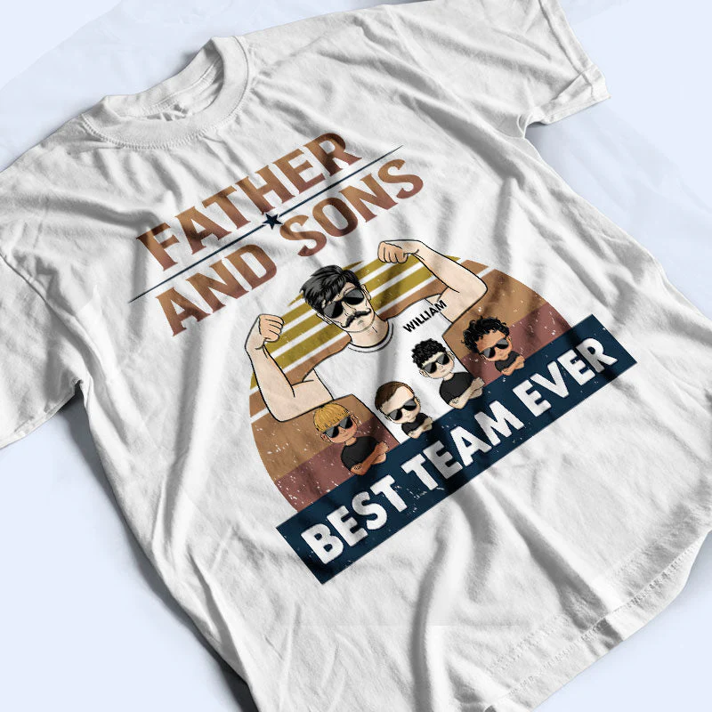 Father & Daughters Best Team Ever - Father Gift - Personalized Custom T Shirt - Image 3