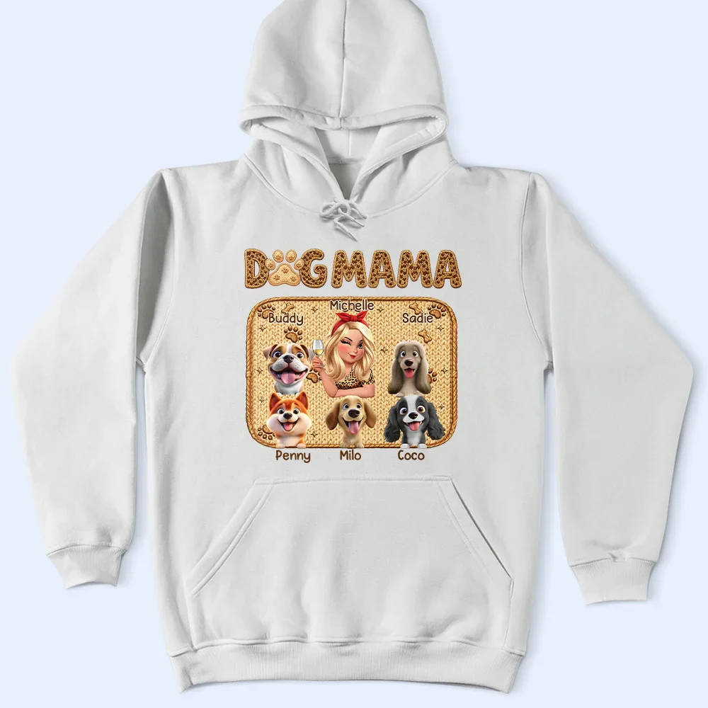 Faux Embroidery Effect Dog Mom Dog Mum - Personalized T Shirt - Image 4