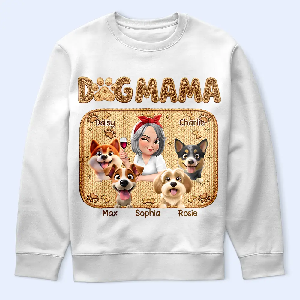 Faux Embroidery Effect Dog Mom Dog Mum - Personalized T Shirt - Image 5