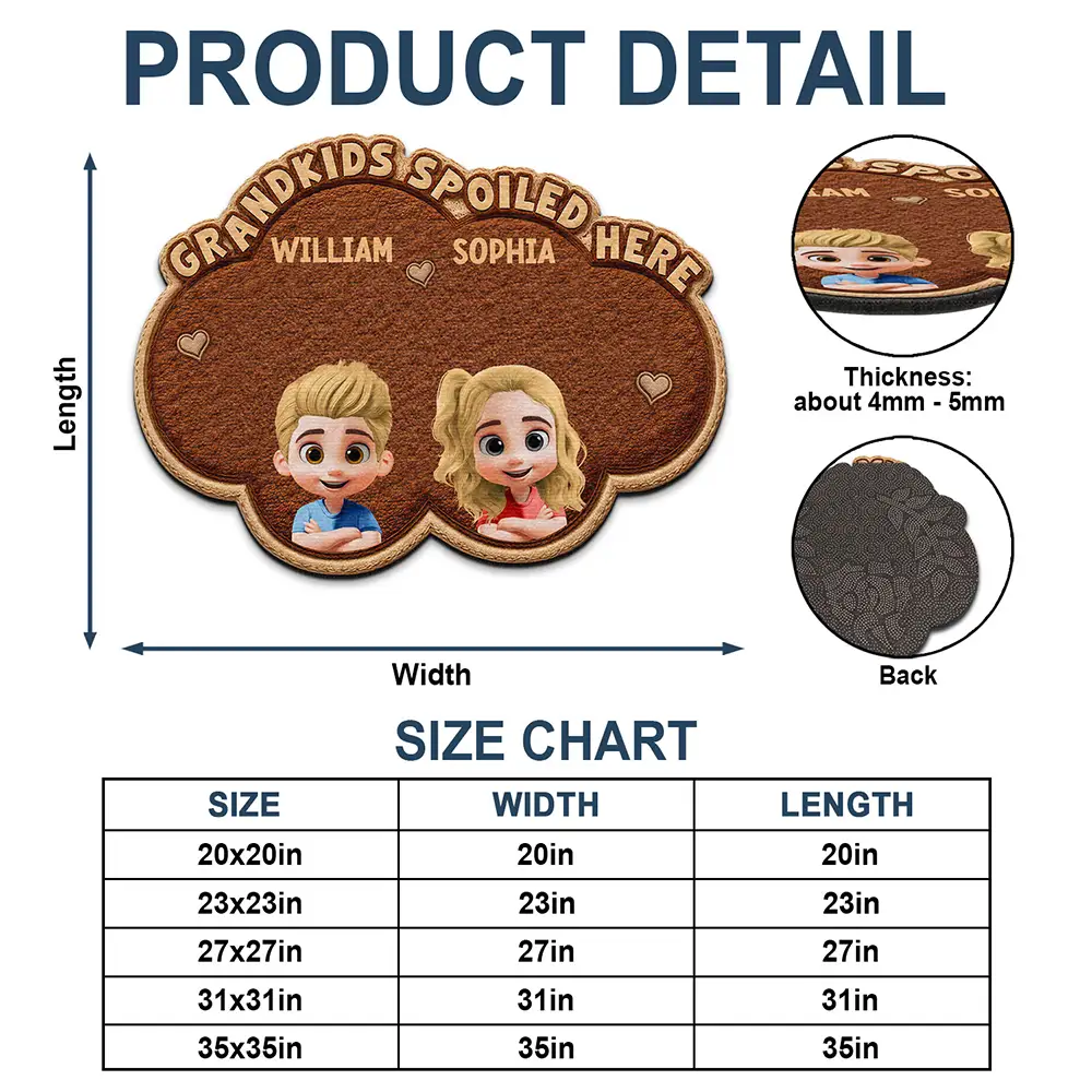 Faux Embroidery Effect Grandkids Spoiled Here - Personalized Custom Shaped Doormat - Image 4