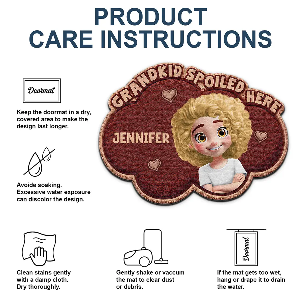 Faux Embroidery Effect Grandkids Spoiled Here - Personalized Custom Shaped Doormat - Image 5