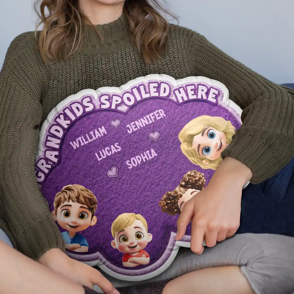 Faux Embroidery Effect Grandkids Spoiled Here - Personalized Custom Shaped Pillow - Image 2