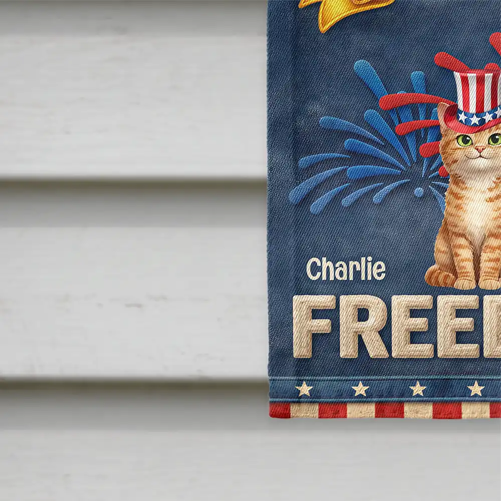 Faux Embroidery Effect Star & Stripes Pawty In The USA - Personalized Flag - Image 4