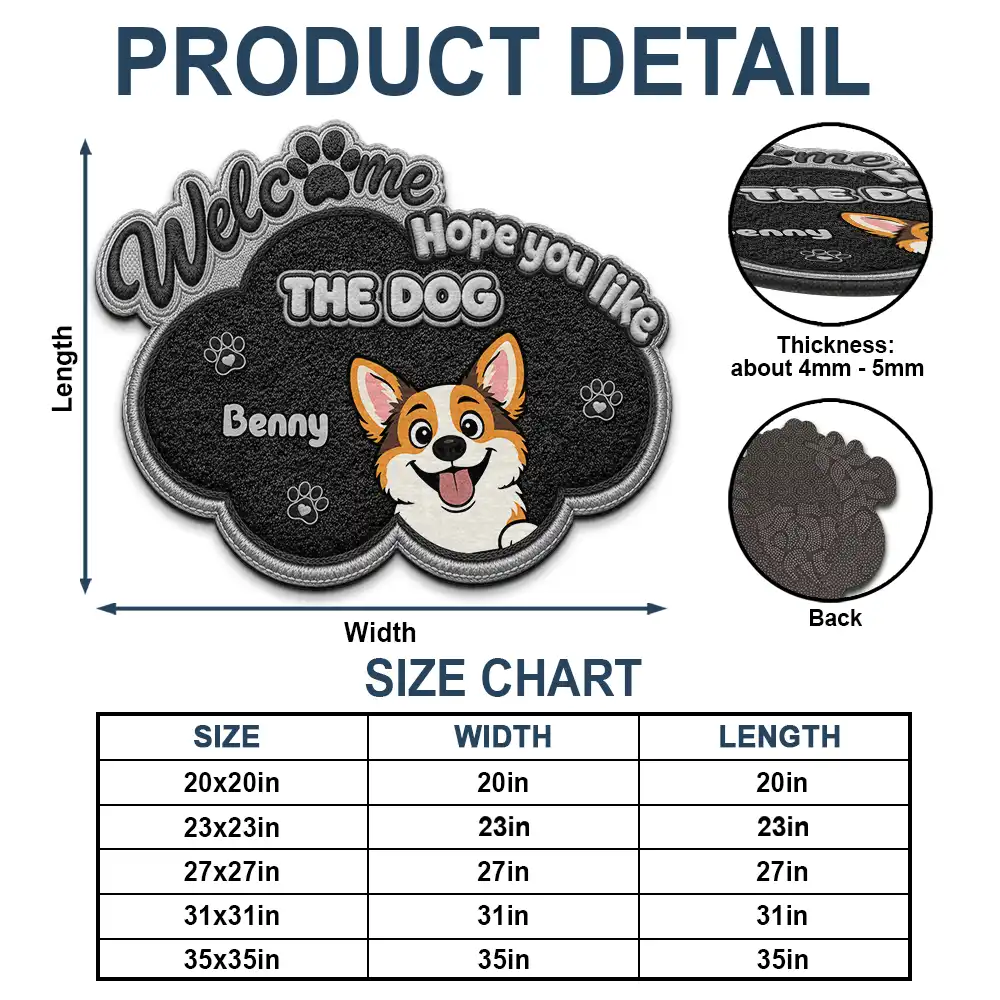 Faux Embroidery Effect Welcome Hope You Like Dog Cat - Personalized Custom Shaped Doormat - Image 4
