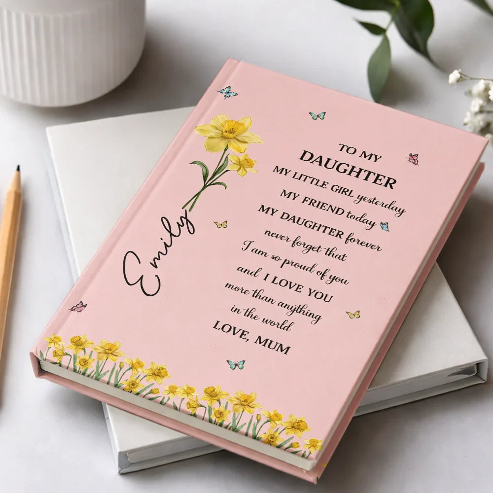 Faux Pressed Birth Flower My Daughter Forever - Personalized Hardcover Journal - Image 2