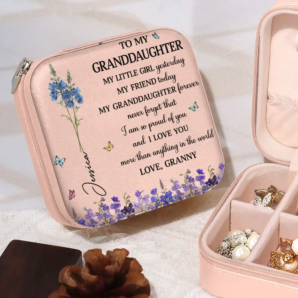 Faux Pressed Birth Flower My Daughter Forever - Personalized Jewelry Box - Image 4