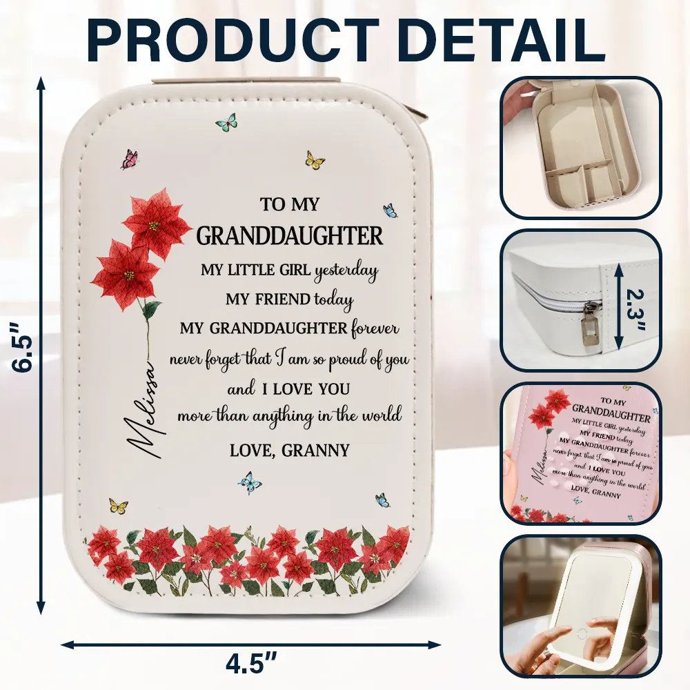 Faux Pressed Birth Flower My Daughter Forever - Personalized Makeup Box With LED Mirror - Image 6