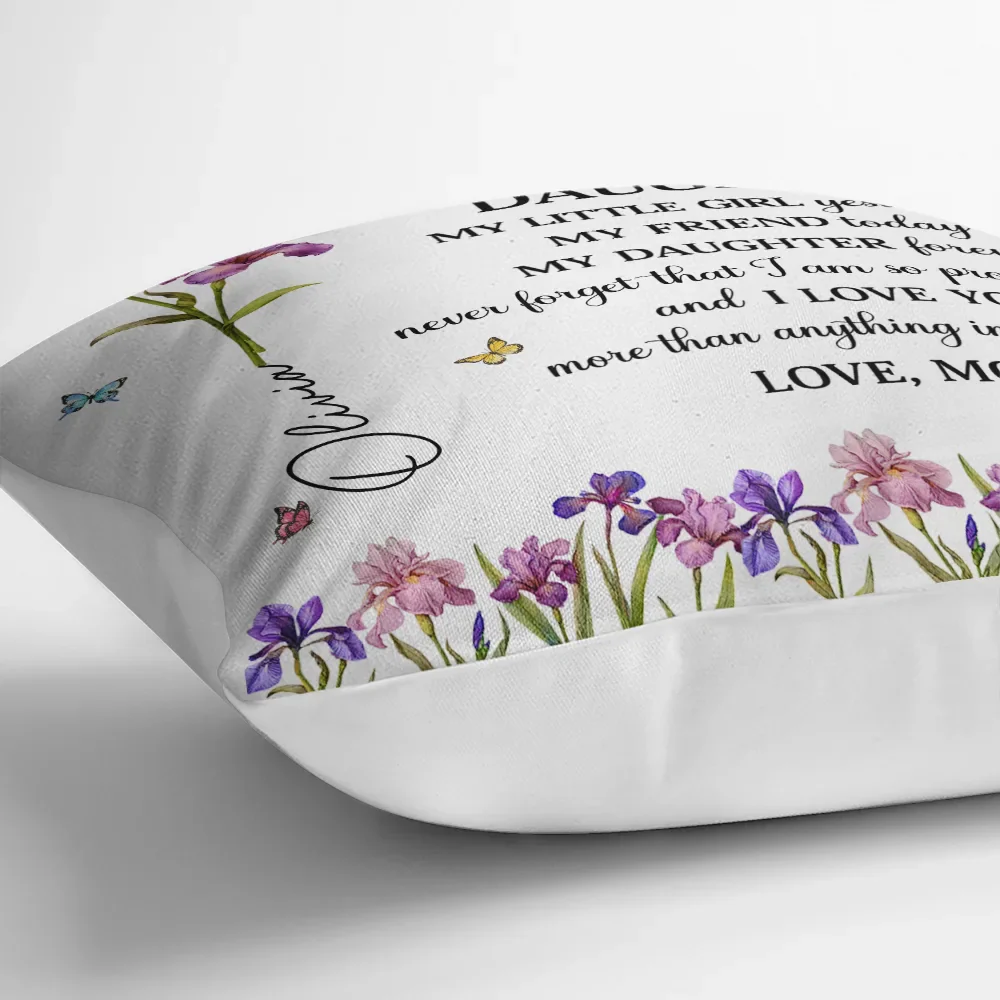 Faux Pressed Birth Flower My Daughter Forever - Personalized Pillow - Image 3