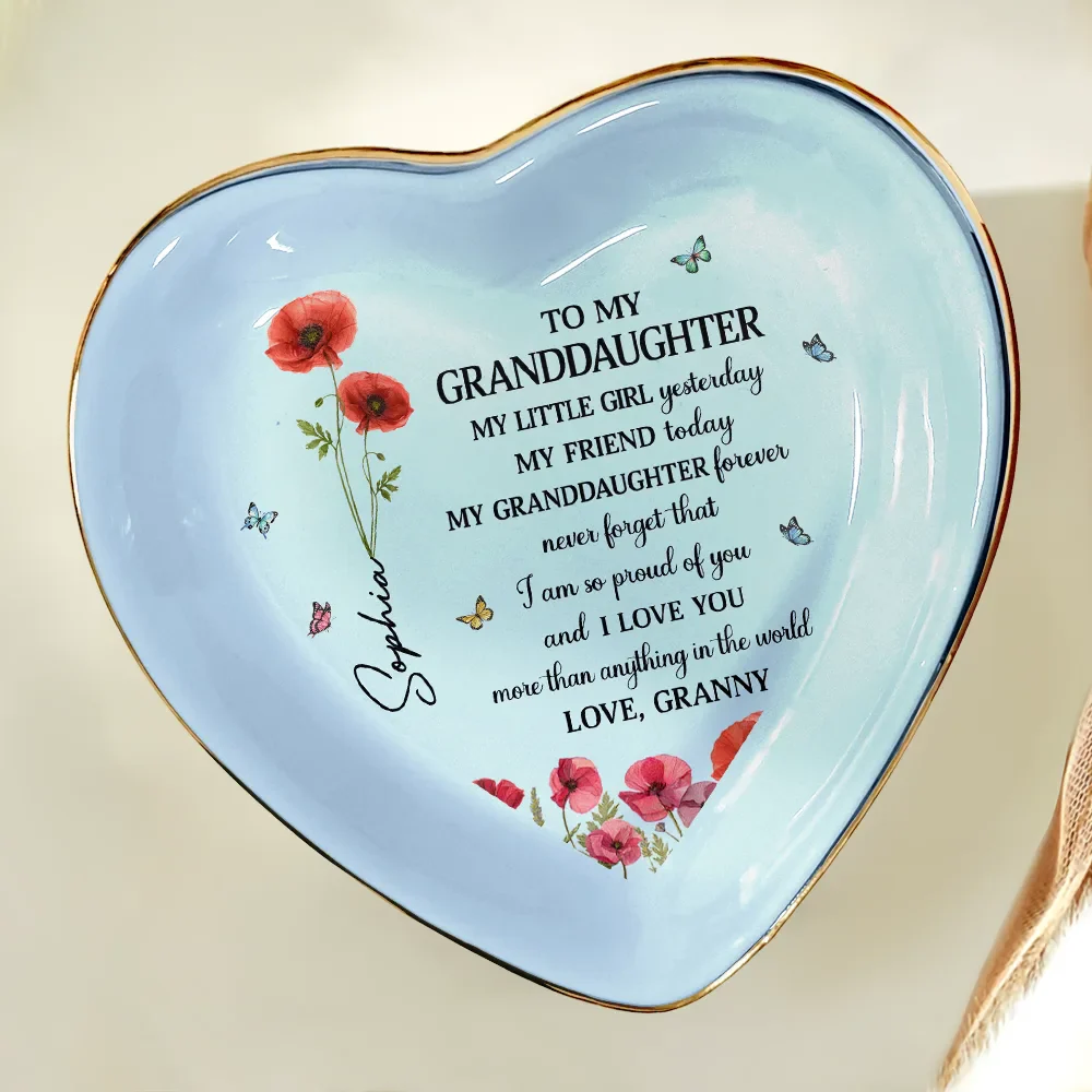 Faux Pressed Birth Flower My Daughter Forever - Personalized Ring Dish - Image 5
