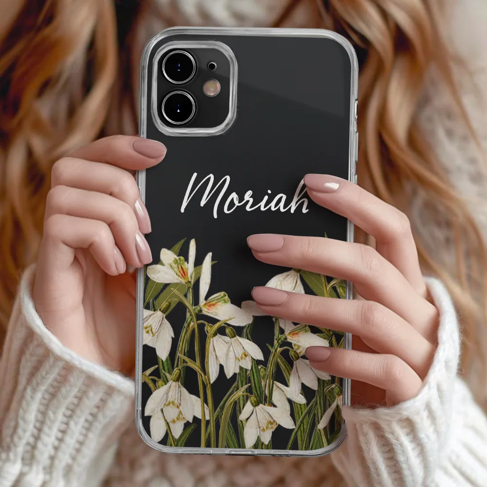 Faux Pressed Birth Flower - Personalized Clear Phone Case - Image 2