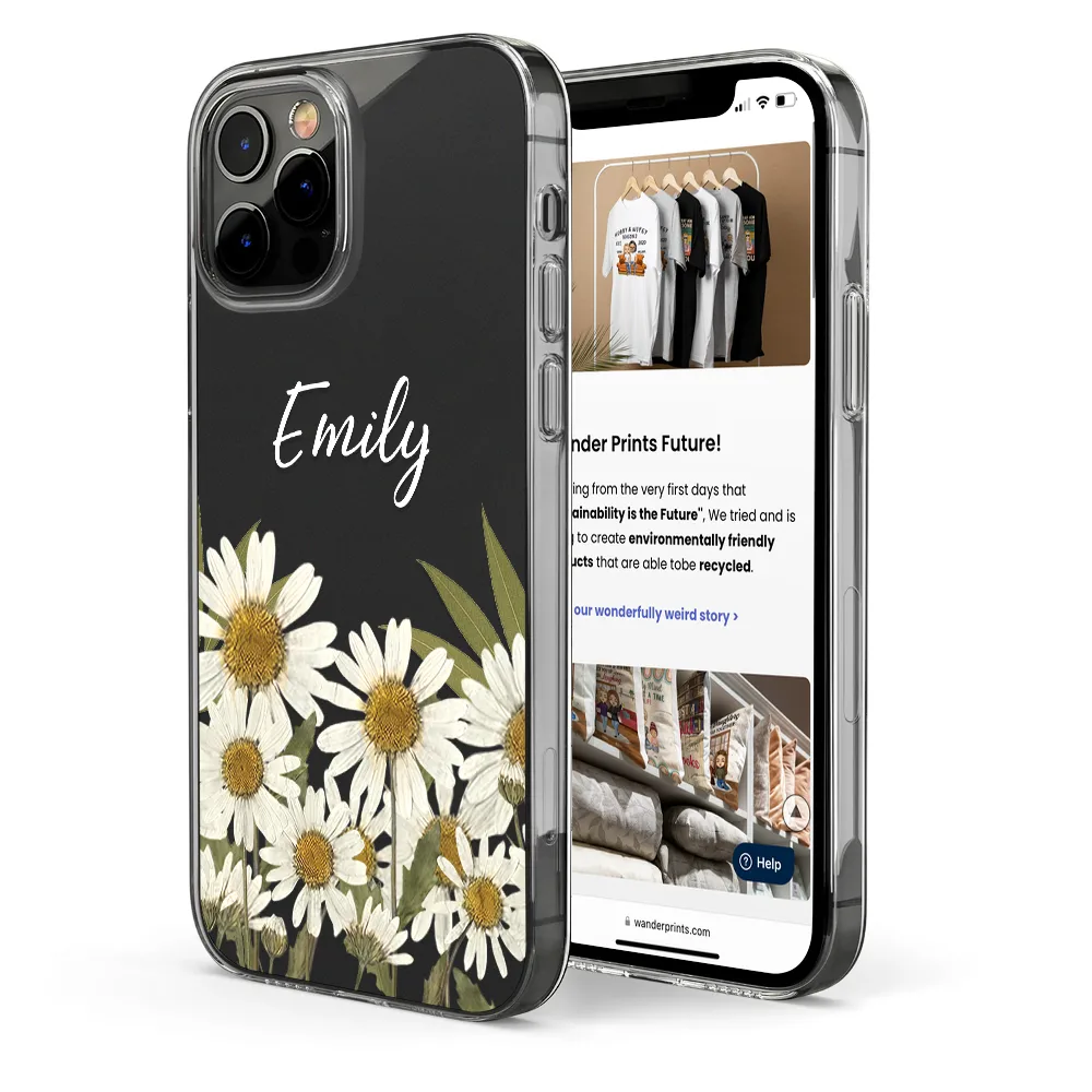 Faux Pressed Birth Flower - Personalized Clear Phone Case - Image 4