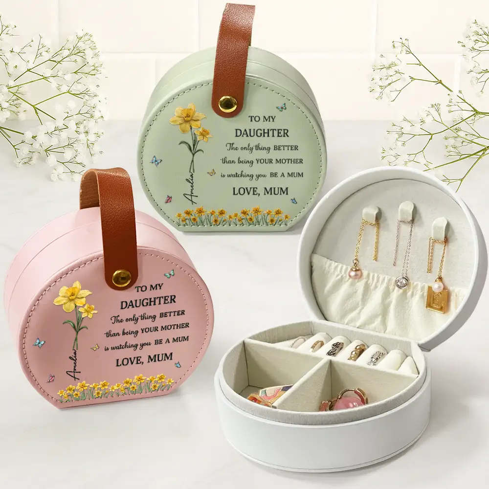 Faux Pressed Birth Flower The Only Thing Better Than Being Your Mother - Personalized Jewelry Box With Handle - Image 2