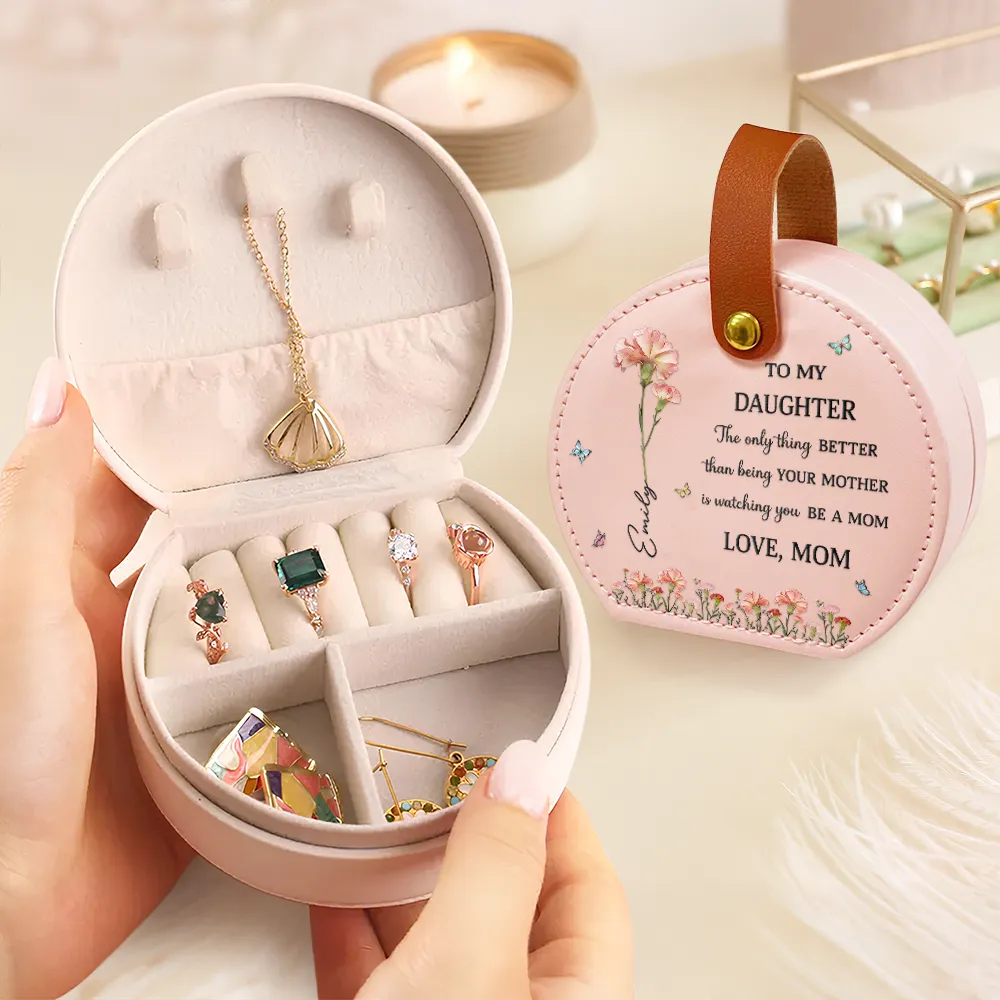 Faux Pressed Birth Flower The Only Thing Better Than Being Your Mother - Personalized Jewelry Box With Handle - Image 3